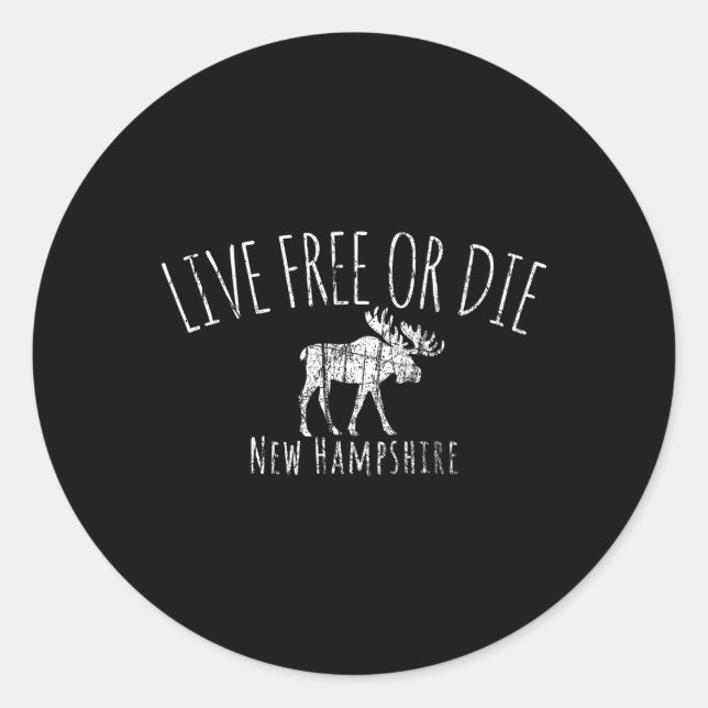 Live Free Or Die New Hampshire Classic Round Sticker (Front)