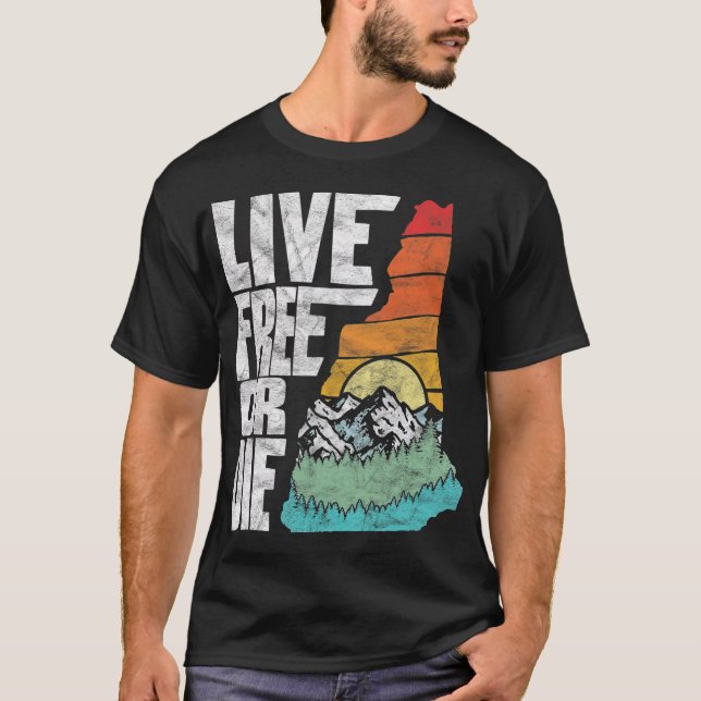 Live Free or Die Retro New Hampshire Nature T-Shirt (Front)