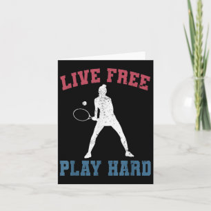 Live Free Play Hard Female Tennis Player Funny Quo Card