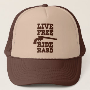 LIVE FREE RIDE HARD cowboy rodeo motto Trucker Hat