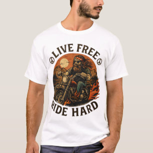 Live free ride hard motorcycle biker t-shirt