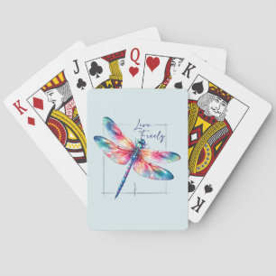 Live Freely - Artistic Dragonfly Playing Cards