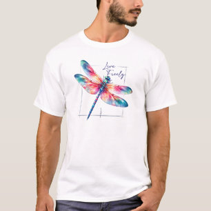 Live Freely - Dragonfly Colourful Inspirational T-Shirt