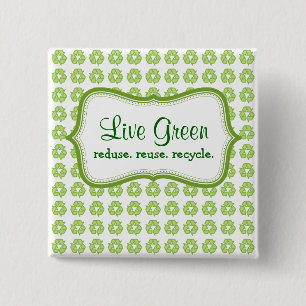 Live Green 15 Cm Square Badge