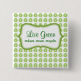 Live Green 15 Cm Square Badge