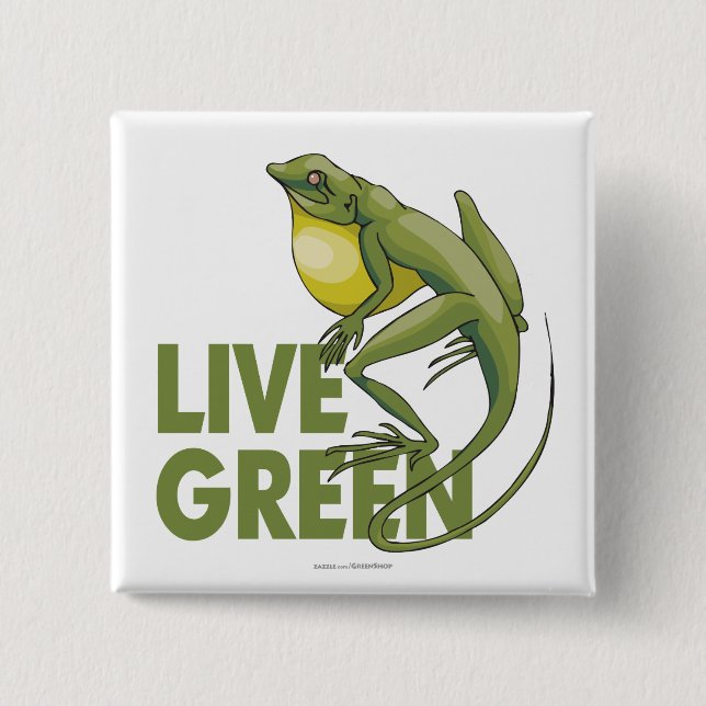 Live Green 15 Cm Square Badge (Front)