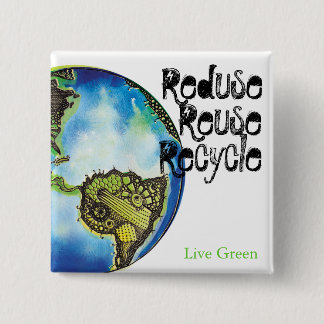 Live Green 15 Cm Square Badge