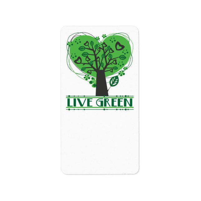 Live Green Abstract Tree Label (Front)