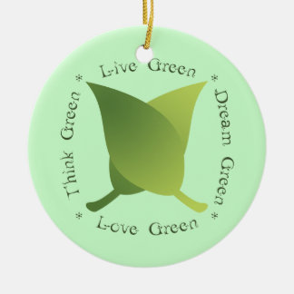 Live Green Dream Green Love Green Think Green Ceramic Tree Decoration
