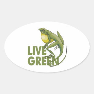 Live Green Oval Sticker