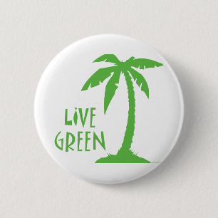 Live Green - Palm Tree 6 Cm Round Badge