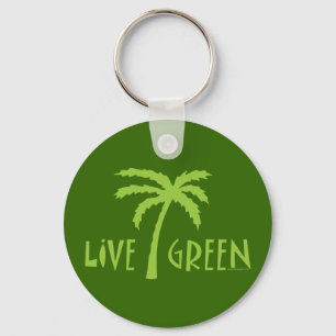 Live Green Palm Tree Environmental Key Ring