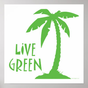 Live Green - Palm Tree Poster