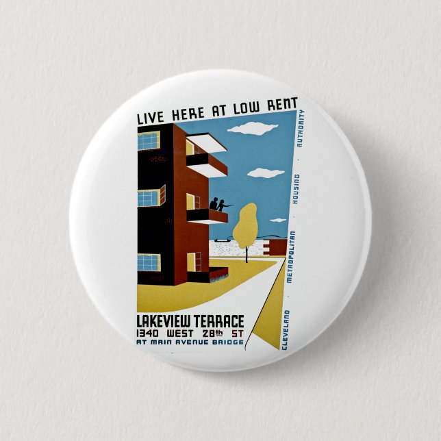 Live Here at Low Rent 6 Cm Round Badge (Front)