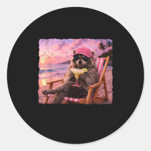 Live here racoon summer vibes feral girl summer classic round sticker
