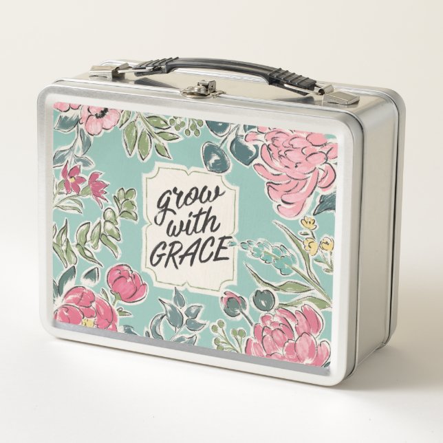 Live in Bloom | Grow With Grace Metal Lunch Box (Front)