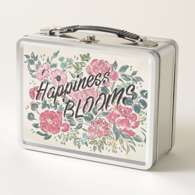 Live in Bloom | Happiness Blooms Metal Lunch Box (Front)