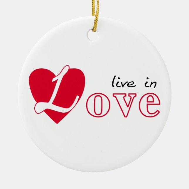 Live in love ceramic tree decoration (Front)