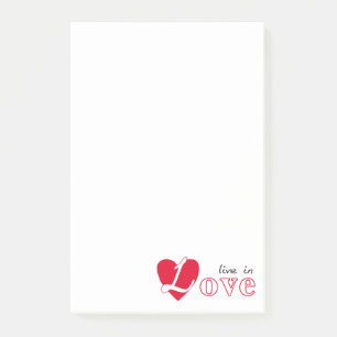Live in love post-it notes
