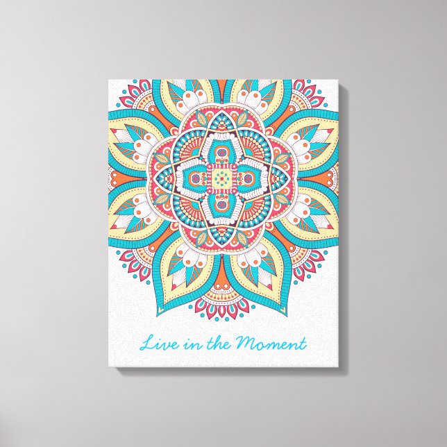 Live in the moment mindfulness art canvas print (Front)