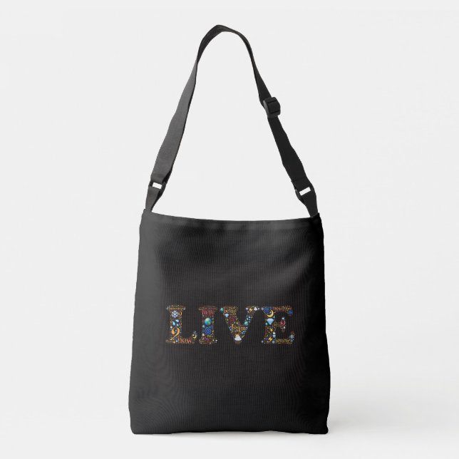 Live In The Present Inspirational Word Art   Crossbody Bag (Back)