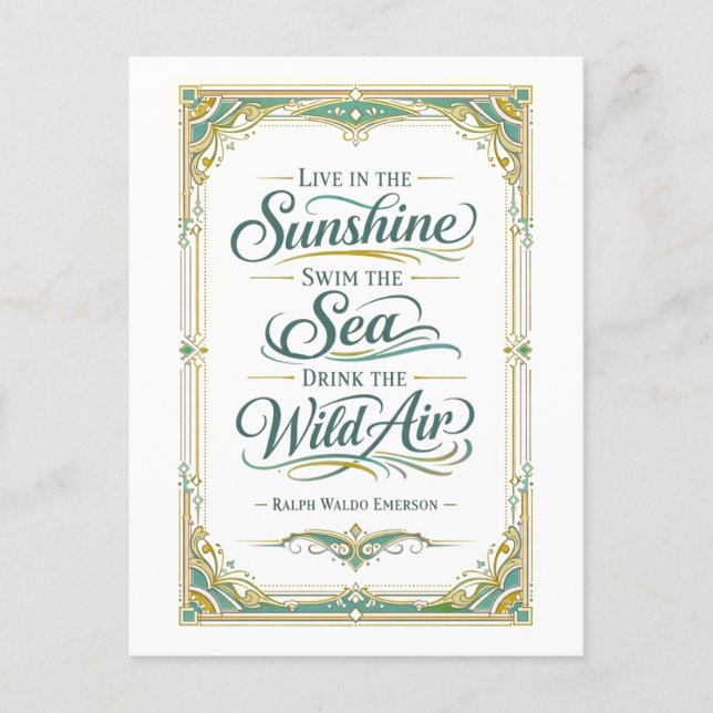 "Live in the Sunshine" Emerson Quotation Postcard (Front)