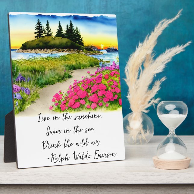 Live In The Sunshine Quote Scenic Tabletop Art Plaque (Side)