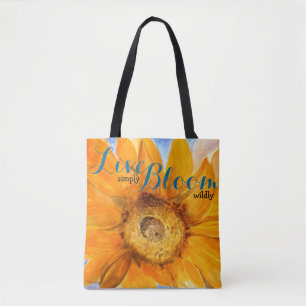 Live Inspiration Sunflower Art All Over Print Tote Bag