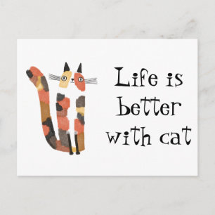 Live is better with cat holiday postcard
