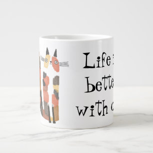 Live is better with cat large coffee mug