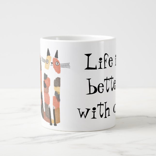 Live is better with cat large coffee mug (Front)