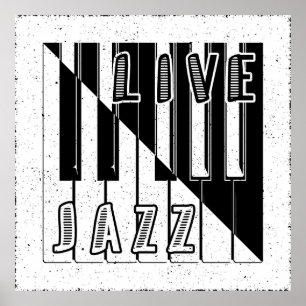 Live Jazz Calligraphy Illusion Logo Lettering with Poster