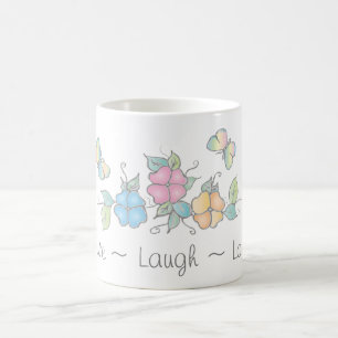 Live Laugh Butterfly Floral Watercolor Coffee Mug