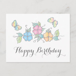 Live Laugh Butterfly Floral Watercolor Postcard