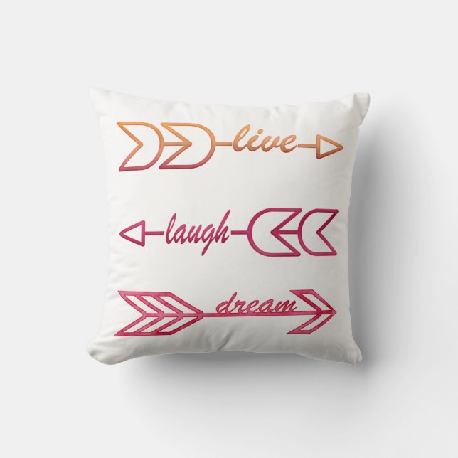 Live Laugh Dream Typography Throw Pillow (Front)