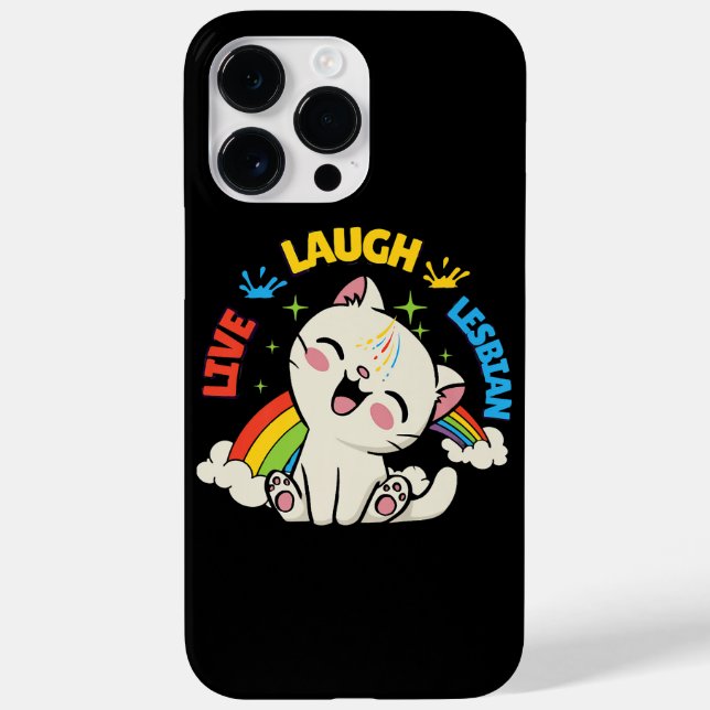 Live Laugh Lesbian Flag Rainbow Cat Pride Month Ki Case-Mate iPhone Case (Back)