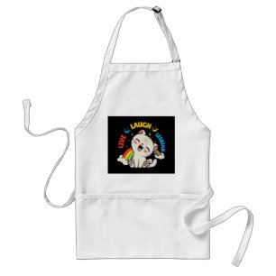 Live Laugh Lesbian Flag Rainbow Cat Pride Month Ki Standard Apron