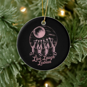 Live Laugh Lesbian Racoon Lesbian LGBTQ Pride Ceramic Tree Decoration