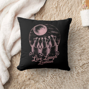 Live Laugh Lesbian Racoon Lesbian LGBTQ Pride Cushion