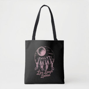 Live Laugh Lesbian Racoon Lesbian LGBTQ Pride  Tote Bag