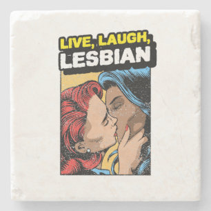 Live Laugh Lesbian Stone Coaster