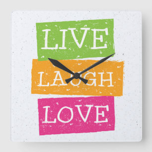 Live Laugh Love 2 Square Wall Clock