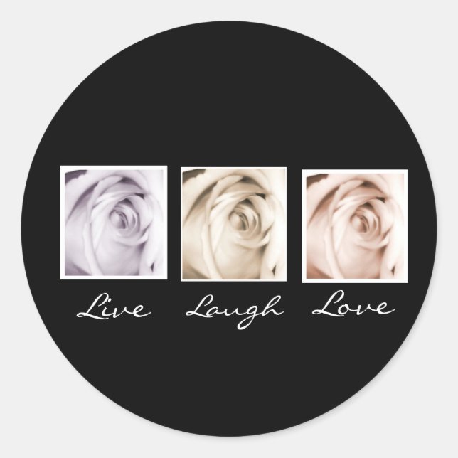 Live, laugh, love 3 roses sticker (Front)