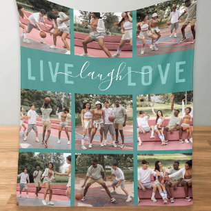 Live Laugh Love 9 Photo Collage Fleece Blanket