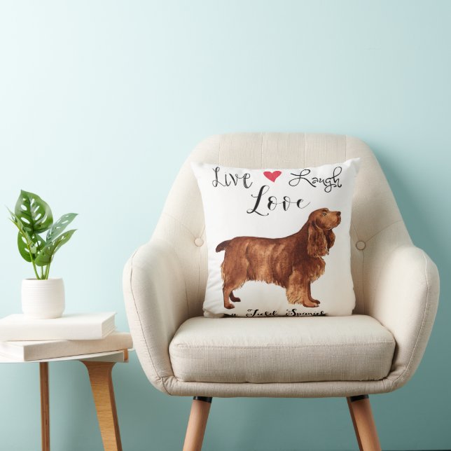 Live Laugh Love a Field Spaniel Throw Pillow (Chair)