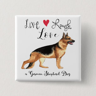 Live Laugh Love a German Shepherd 15 Cm Square Badge