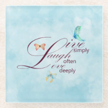 Live Laugh Love Butterflies Coaster