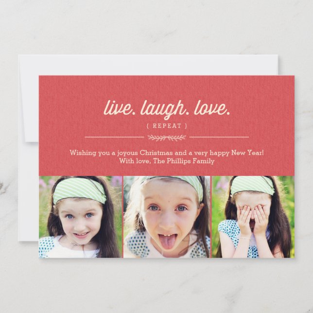 Live Laugh Love Christmas Card/ Holiday Photo Card (Front)