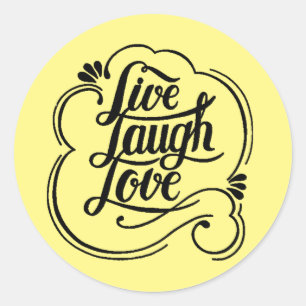Live laugh love classic round sticker
