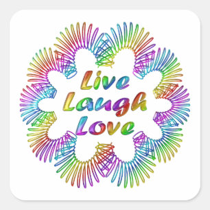 LIVE LAUGH LOVE COLORFUL SPIRAL SQUARE STICKER